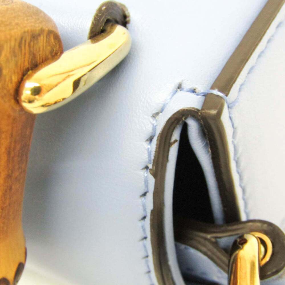 GUCCI Blue Leather Bamboo Shoulder Bag - Picture 11 of 16